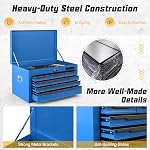 Heavy-Duty Steel Tool Chest with 6 Auto-Locking Drawers & Top Tray, Ball Bearing Slides & EVA Liners, Portable Garage/Workshop Storage Organizer for Tools & Equipment (Blue)