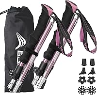 BISINNA Collapsible Hiking Poles - Lightweight Aluminum Alloy Trekking Sticks for Men & Women, Adjustable Folding Walking Poles with Quick Lock