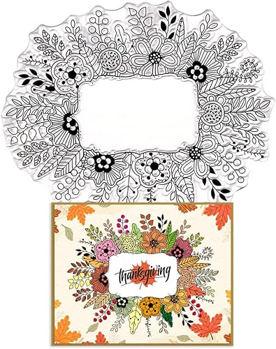 Miniatura 9 de Threetols Sellos transparentes de fondo de Acción de Gracias para hacer tarjetas, sello de goma transparente de calabaza y pavo, sellos de cosecha