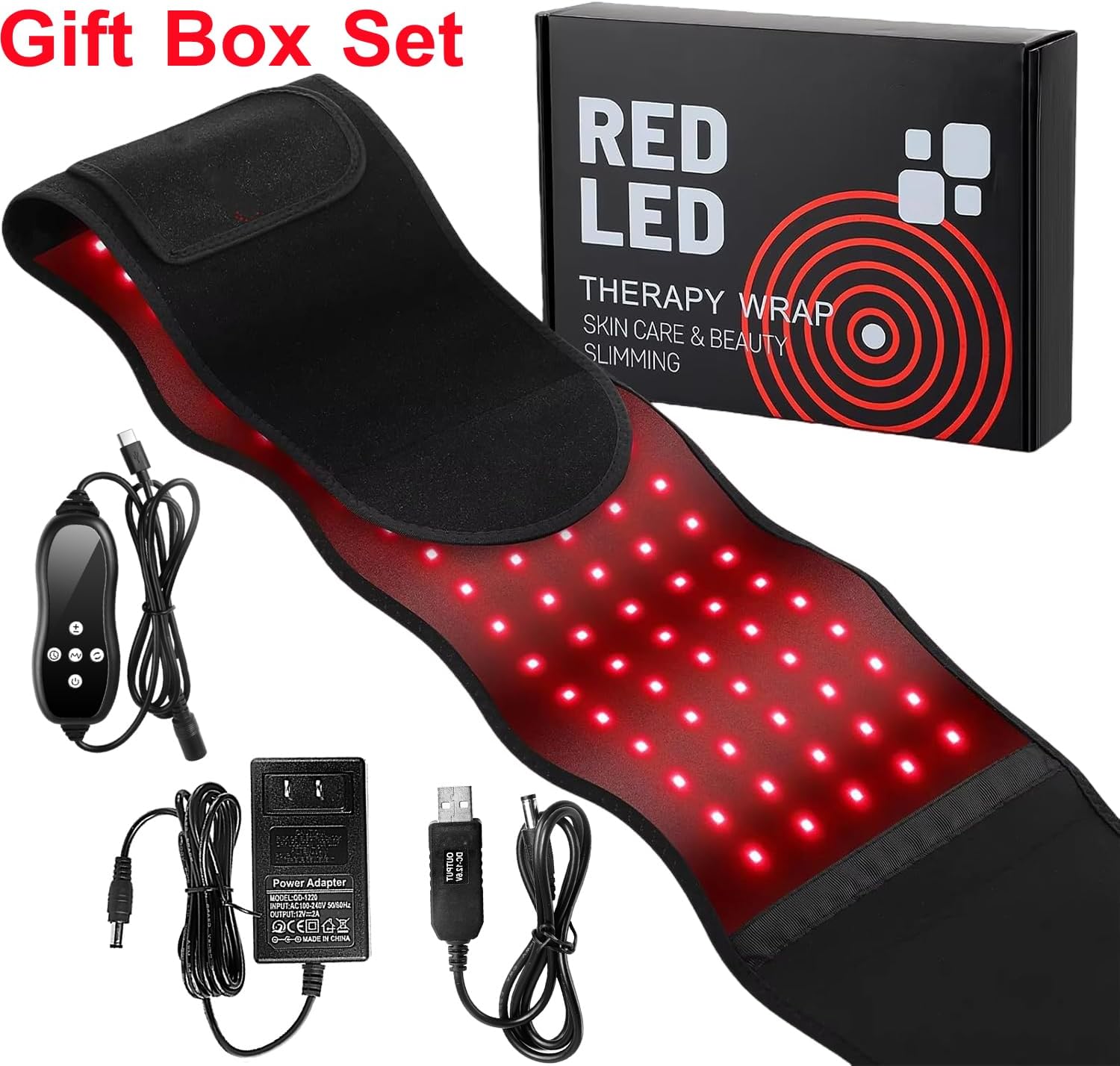 Red Light Therapy Belt for Body Sculpting, 3 Chip led 660nm Red Light Therapy Wrap 850nm Near Infrared Light Heating Pad Back Massager Vibrating Heated Red Light Lamp Belt Massage Vibration Waist Band