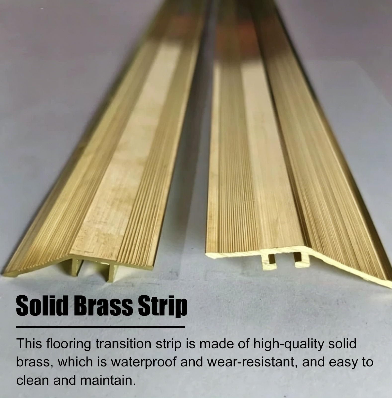 Soglia di Dislivello Pavimento Protezione per Soglia Porta in Ottone per Pavimenti in Laminato, Moquette e Piastrelle, Copertura Antiscivolo per Soglie di 1 mm di Spessore(43mm(1 3/4in))