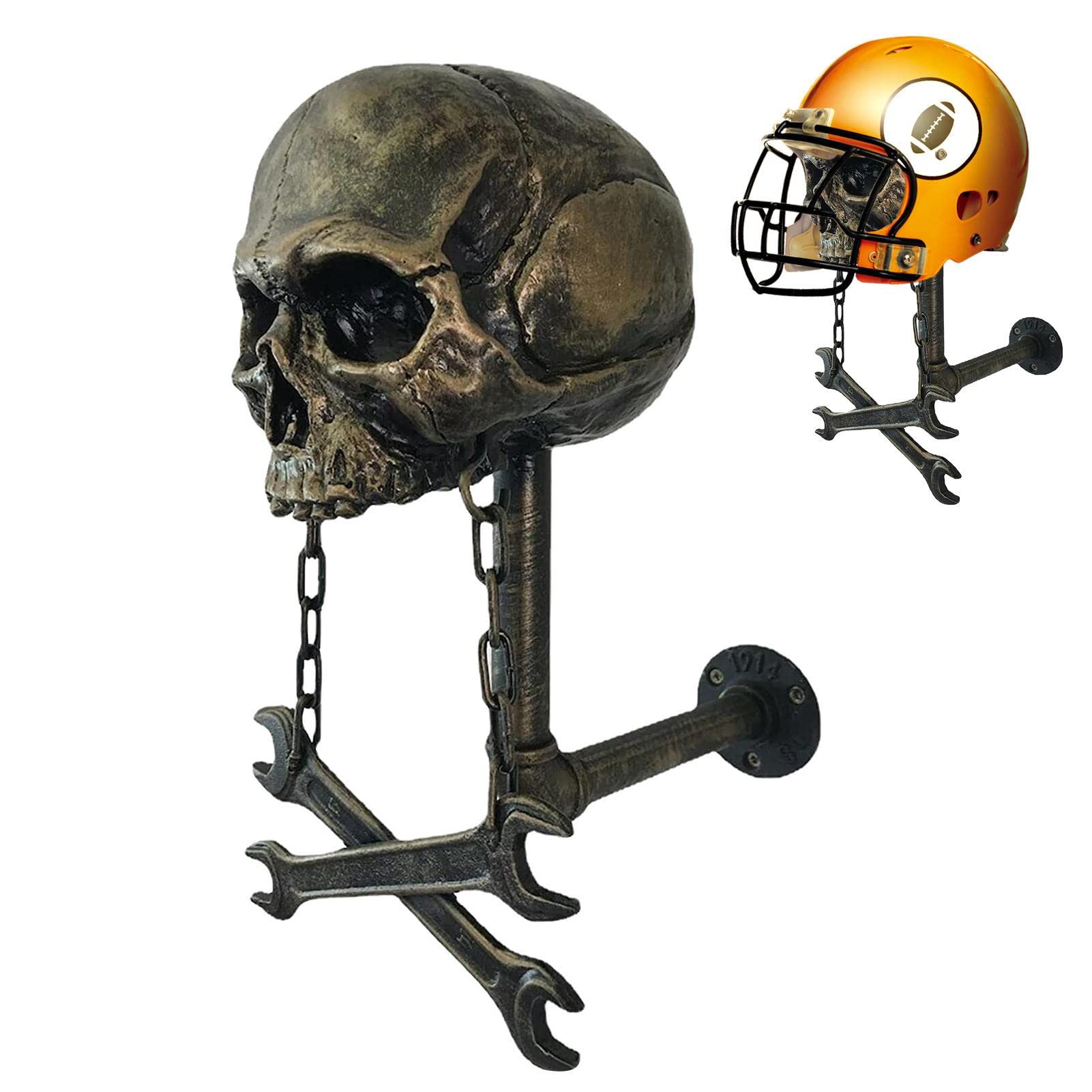 Supporto per Casco da Moto, Porta Casco da Moto con Teschio, Supporto da Parete, Gancio per Casco da Teschio in Resina Rimovibile per Bici, Baseball, Casco da Rugby