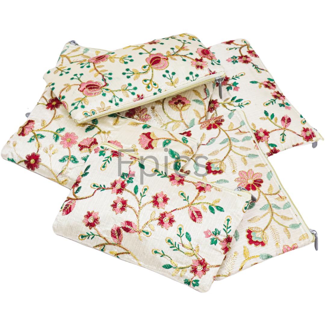 Embroidery Wedding Return Gift for Women | Wholesale Bridal Traveling Potli Bag with Zipper | Shagun Purse for Gifting Haldi & Mehandi