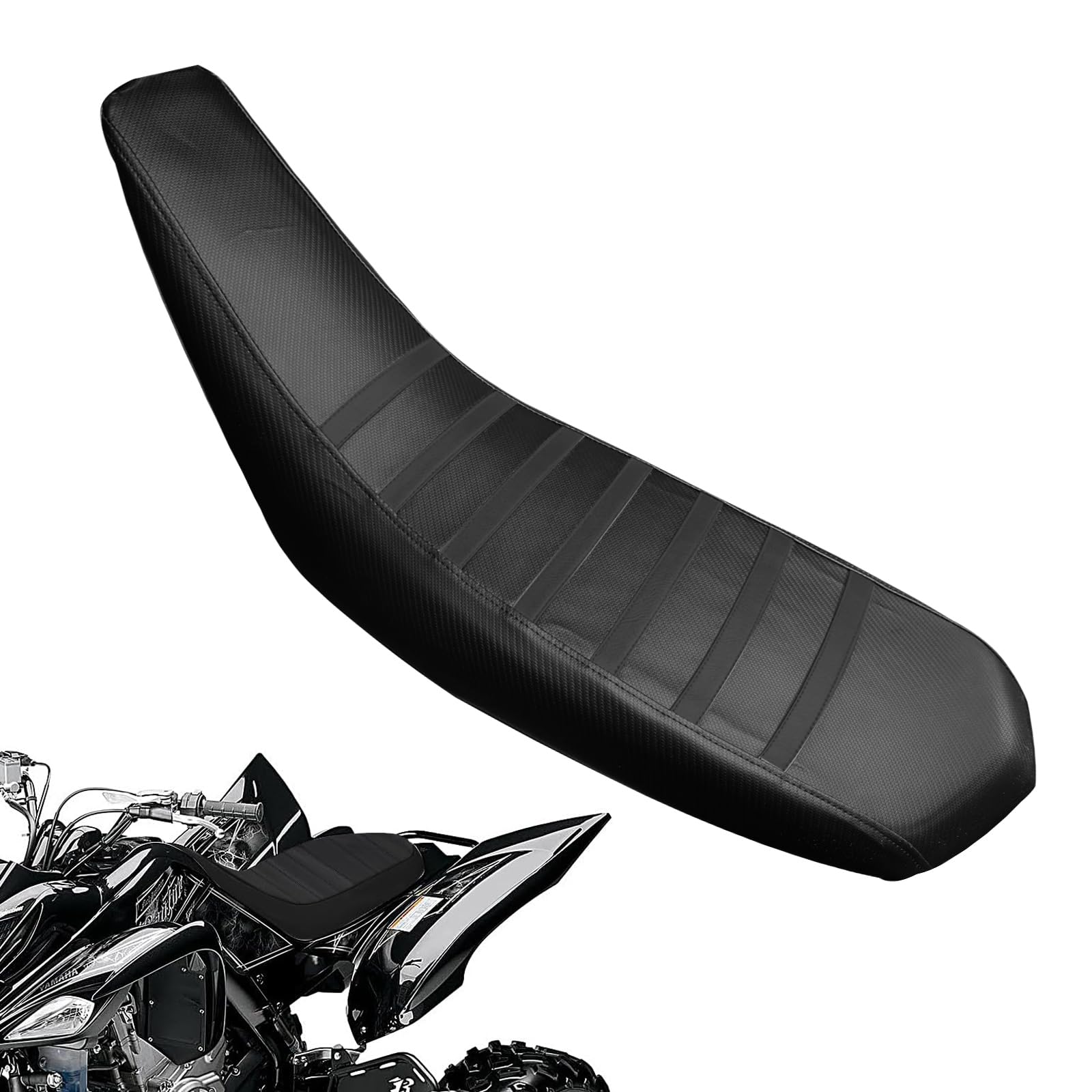 Wacece ATV Seat Cover Non-Slip Soft Breathable Waterproof for Raptor 660 660R 2001-2005, High Elastic Leather Black