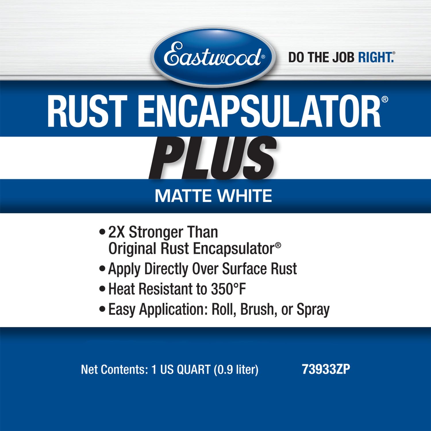 Eastwood Matte White Rust Encapsulator Plus | Long Lasting Durable Finish 1 Coat Maximum Rust Protection | Heat Resistance up to 350 degrees Fahrenheit | Quart 1 Pack