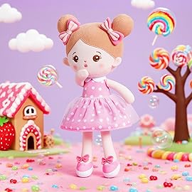 OUOZZZ 12 Soft Baby Doll Toys for 1 + Year Old Girl Gifts, Birthday Gifts for 1 Year Old Girl Christmas Plush Toys Gift for Toddler Kids Pink Dress