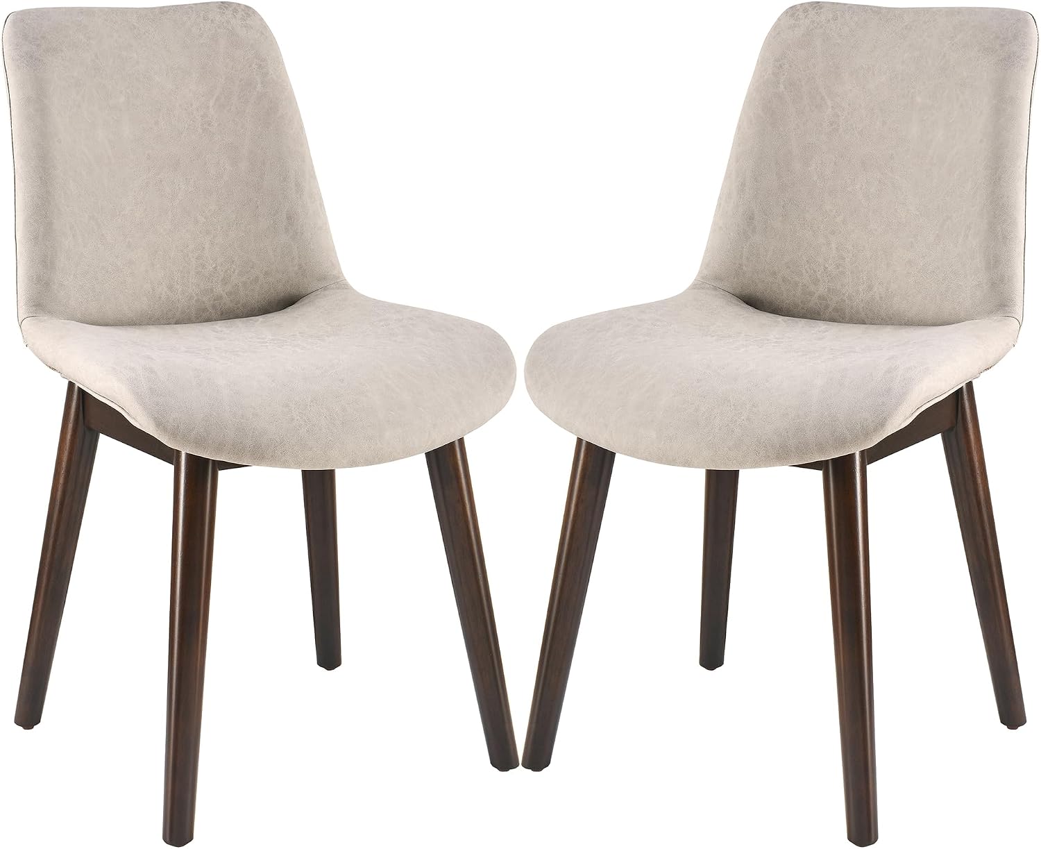 Dining Chair Set of 4 with Faux Leather Upholstered, Dining Room Chair with Solid Wood Leg, Kitchen Chair, 18.5’Modern Accent Chair with Cushions, Office Chair, Smoke Grey, CY-V66-DG.