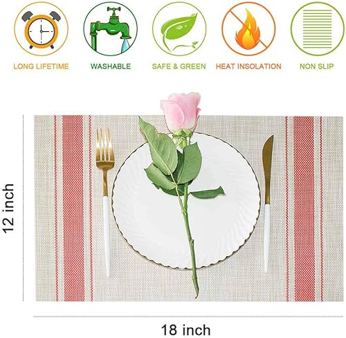 Miniatura 2 de GIVERARE Juego de 4 manteles individuales de vinilo tejido resistente al calor, antideslizante, lavable, fácil de limpiar, tapetes de plástico de