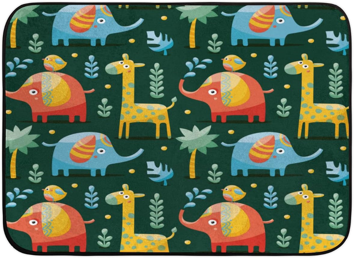4 x 6 Cartoon Giraffe Elephant Bird Super Soft Area Rug for Kids Baby Nursery, Rugs for Living Room, Room Decor for Baby
