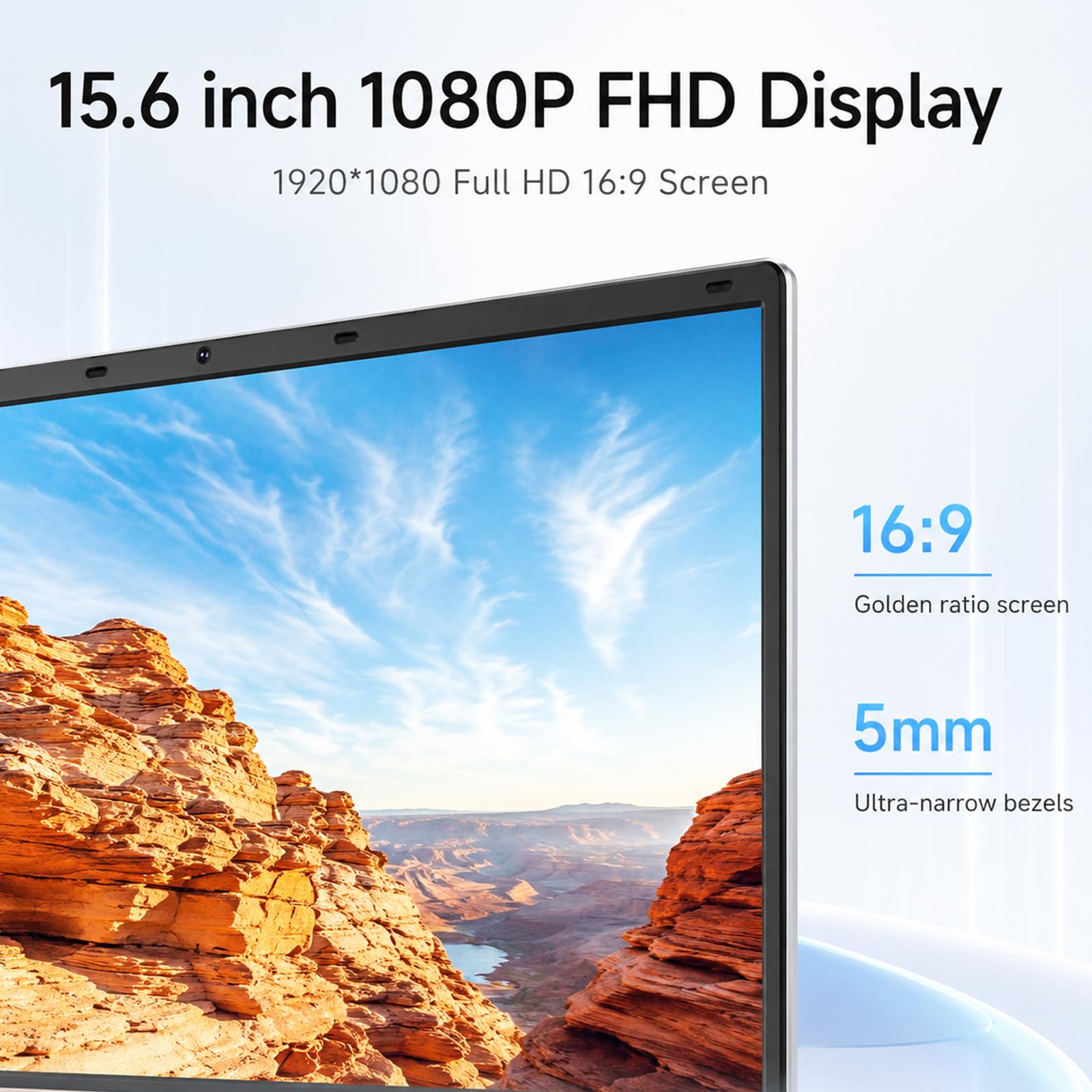 2026 Ordenador portátil 15.6 Pulgadas pc portátil 5025U, 8GB RAM 128GB SSD DDR4, Lector Huellas dactilares, 5G WiFi USB 3.0, 1920 x 1080 IPS FHD, 5000 mAh, Teclado Completo retroiluminado/Panel táctil