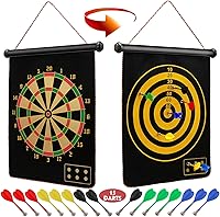 Ranslen Magnetic Dart Board for Kids & Adults - Safe Double Sided with 15 Magnetic Darts, Fun Gifts for Boys Girls Ages 6-12