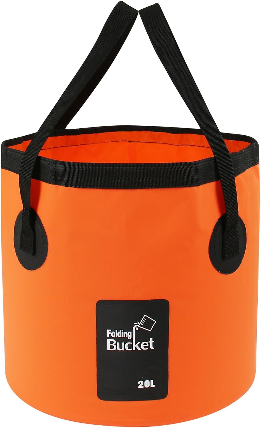 Folding Bucket - Foldable Camping Storage Container Collapsible Bucket 20L Portable Lightweight Pail for Camping Traveling Hiking Fishing Boating and Gardening (Orange(20L))