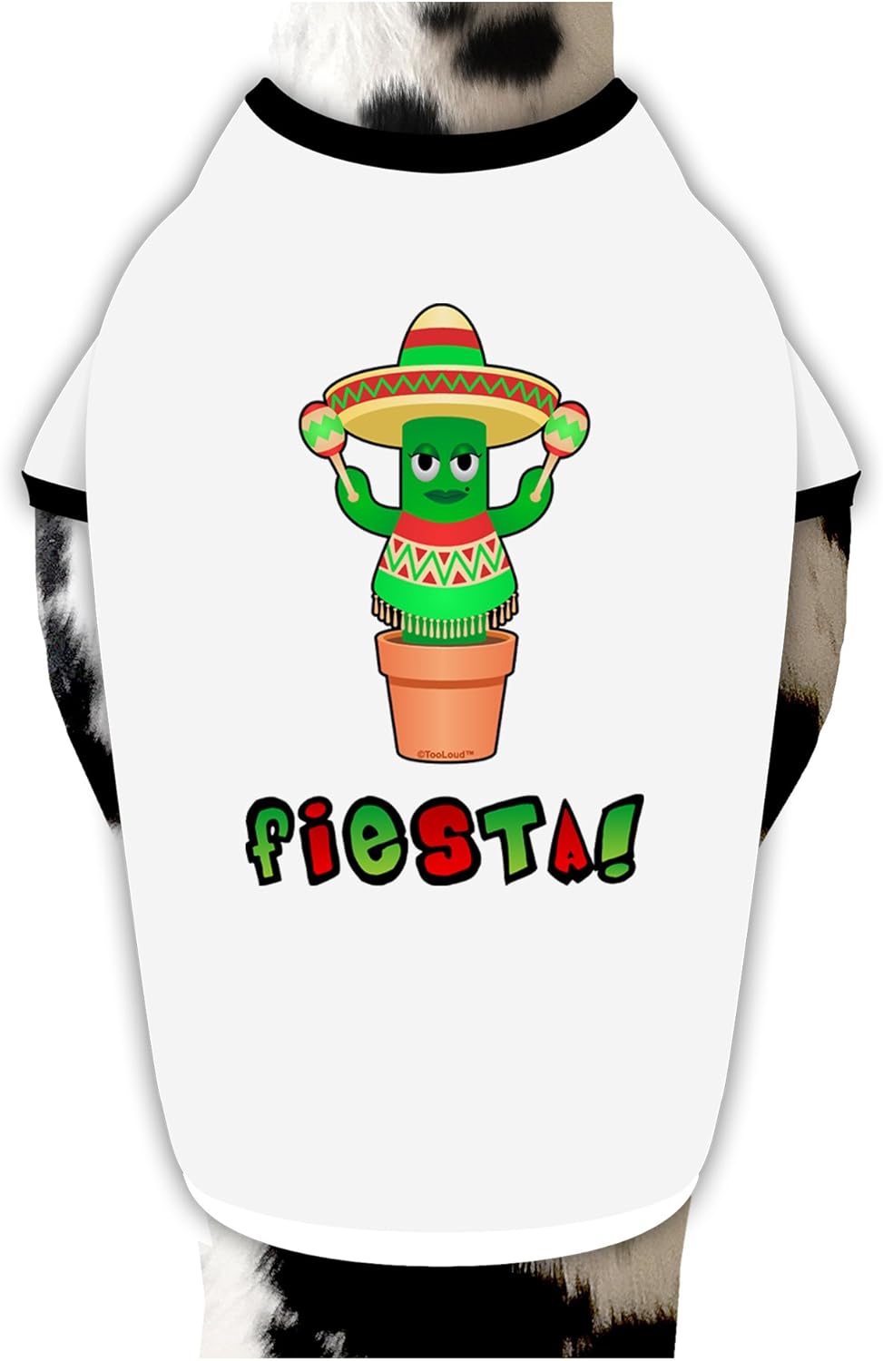 TOOLOUD Fiesta Cactus Poncho Text Dog Shirt White with Black Small