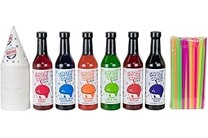 12.7oz Snow Cone Syrups (6 Pack W/Cups/Straws)