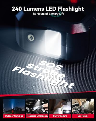 Miniatura 8 de Andeman Arrancador de salto de 4000 A con compresor de aire de 150 PSI, caja de salto para automóvil con carga rápida tipo C, todo en uno, batería