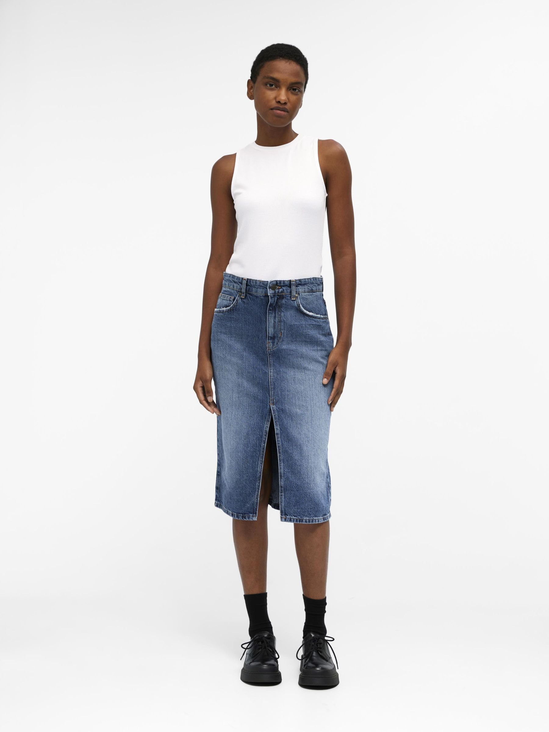 Object Objharlow Midi Denim Skirt Noos Falda Mujer