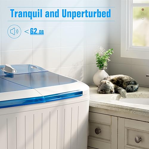 Miniatura 8 de Pataku Lavadora portátil, 21.6 libras, compacta mini lavadora y secadora, lavadora de lavandería de doble tina con ciclo de centrifugado, función de