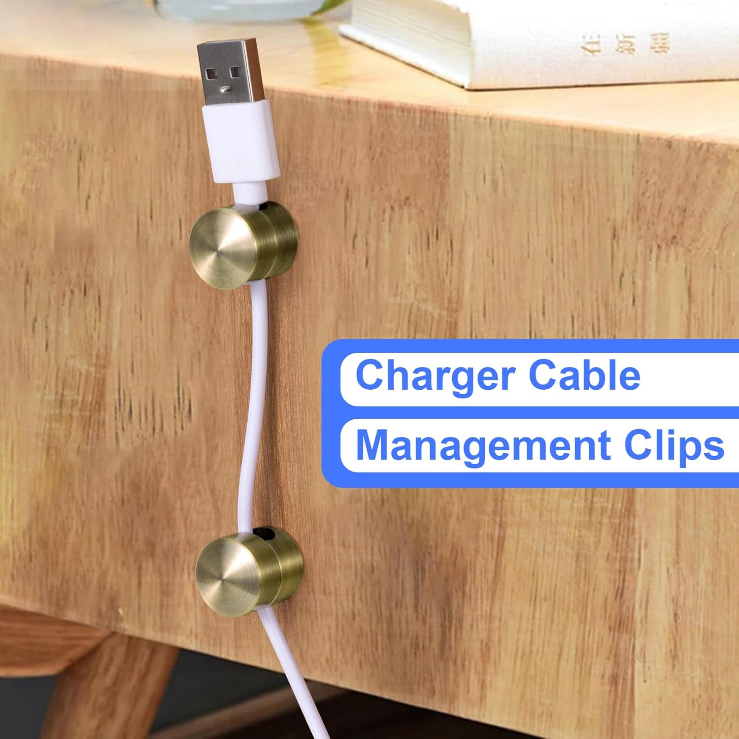 3 Sets Charger Holders for Cords, Antique Copper Color Adjustable Cable Anchor Holders, Adhesive Metal Cord Clips, Cable Management Wire Organizers for Desk, Office, Nightstand - Image 4