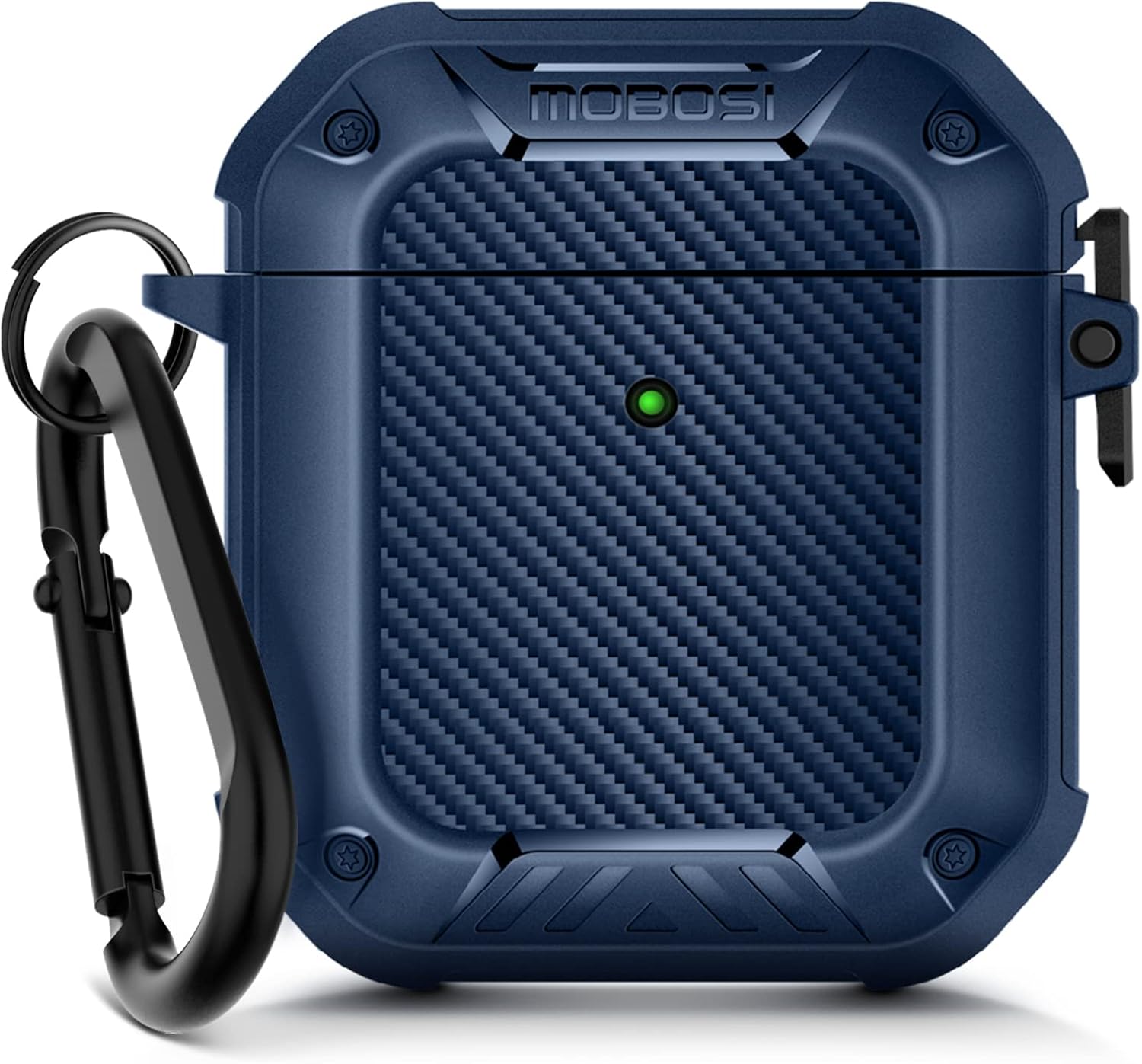 MOBOSI AirPods Case Cover, Secure Lock Clip AirPod Case Hard Full Protective Case Skin with Keychain, Designed for AirPods 2 & 1 Wireless Charging Case, Blue