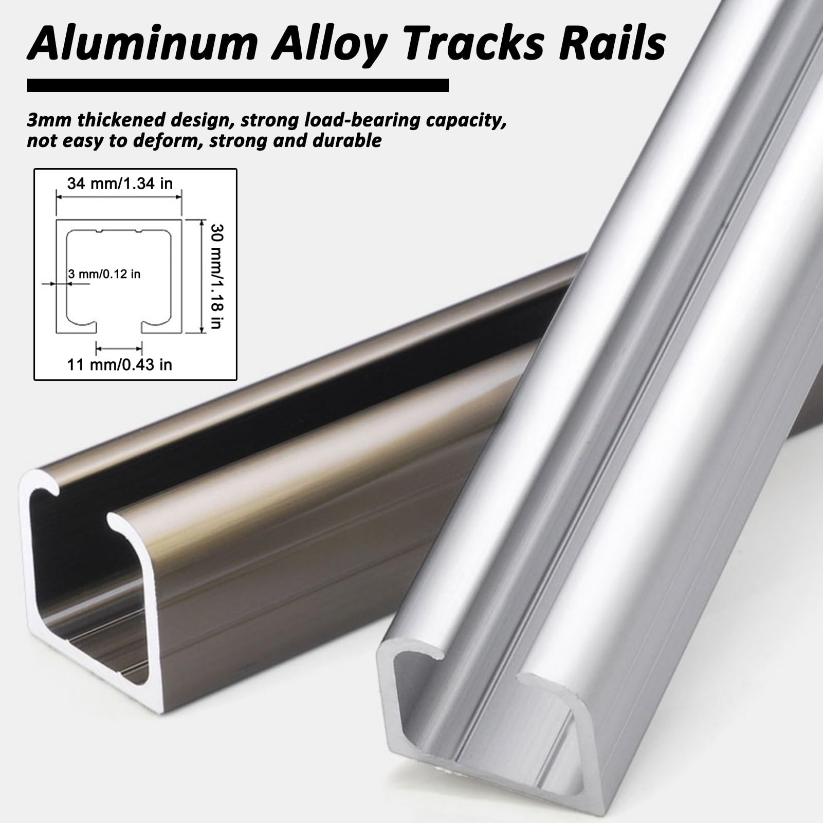 1-6,6 m, szyna do drzwi przesuwnych z aluminium, okucie do drzwi przesuwnych, kompletny zestaw z cichymi rolkami, szyny jezdne do drzwi przesuwnych, system drzwi drewnianych/bram stodoły (3,0 m)