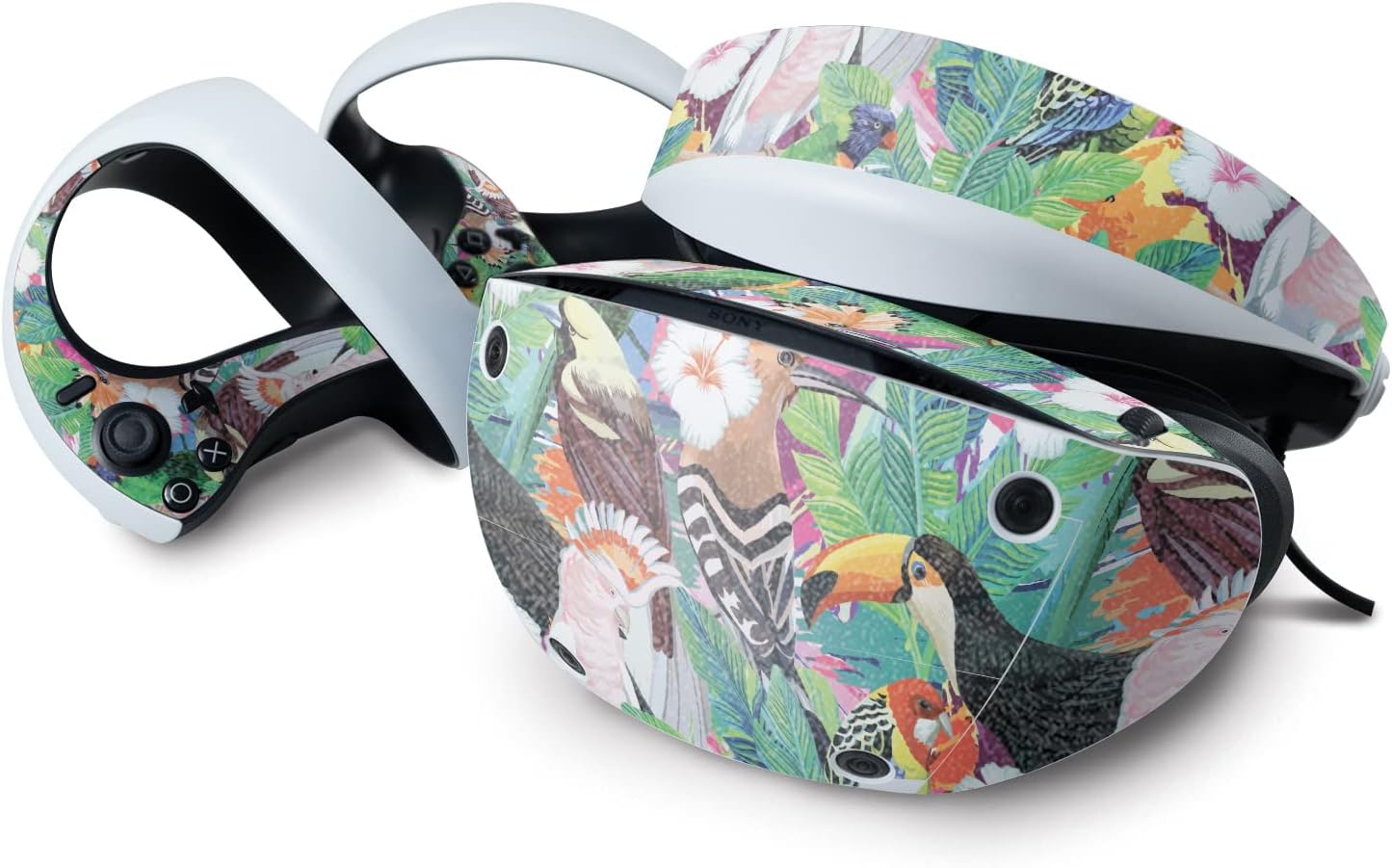 MightySkins Glossy Glitter Skin Compatible with Sony Playstation VR2 - Tropical Paradise | Protective, Durable High-Gloss Glitter Finish | Easy to Apply | Made in The USA