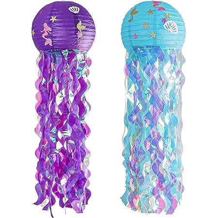 GOMETY 4 Meerjungfrau Papierlaternen - Quallen Deko Für Unterwasser-Party