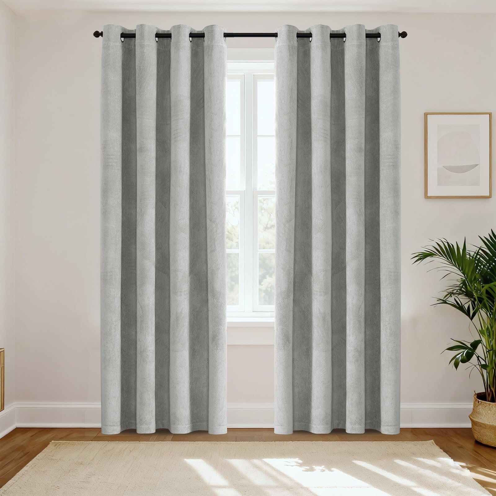 H.Versailtex 100% Blackout Lined Curtains, Thermal Insulated Eyelet Short Curtains for Living Room Bedroom,W66x L54 Inch, 2 Panels, Glacier Gray