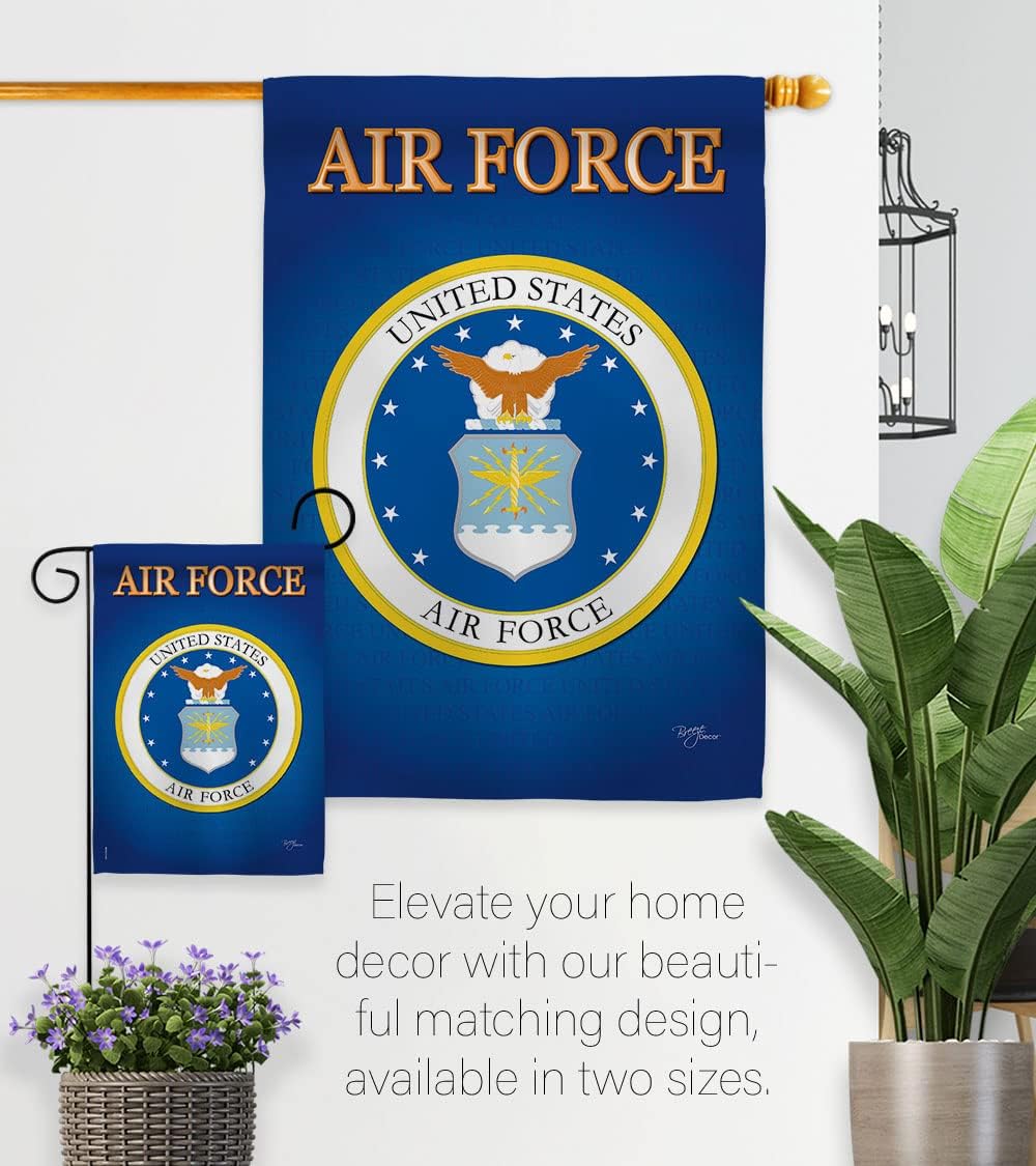 Air Force Garden Flag - Set Wall Holder Armed Forces USAF United State American Military Veteran Retire Official - House Decoration Banner Small Yard Gift Double-Sided Imported 13 X 18.5