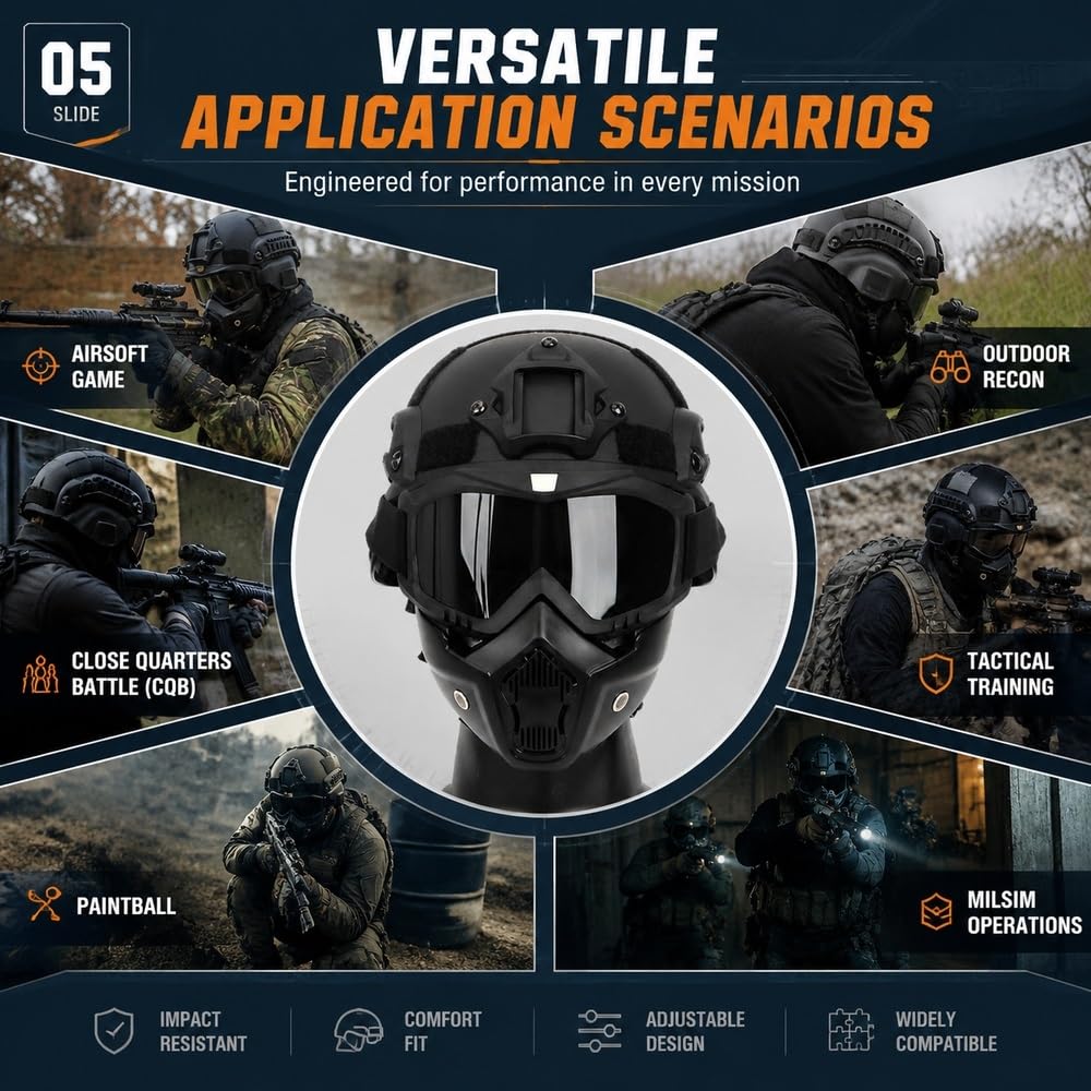 Casco Táctico con Máscara Integrada