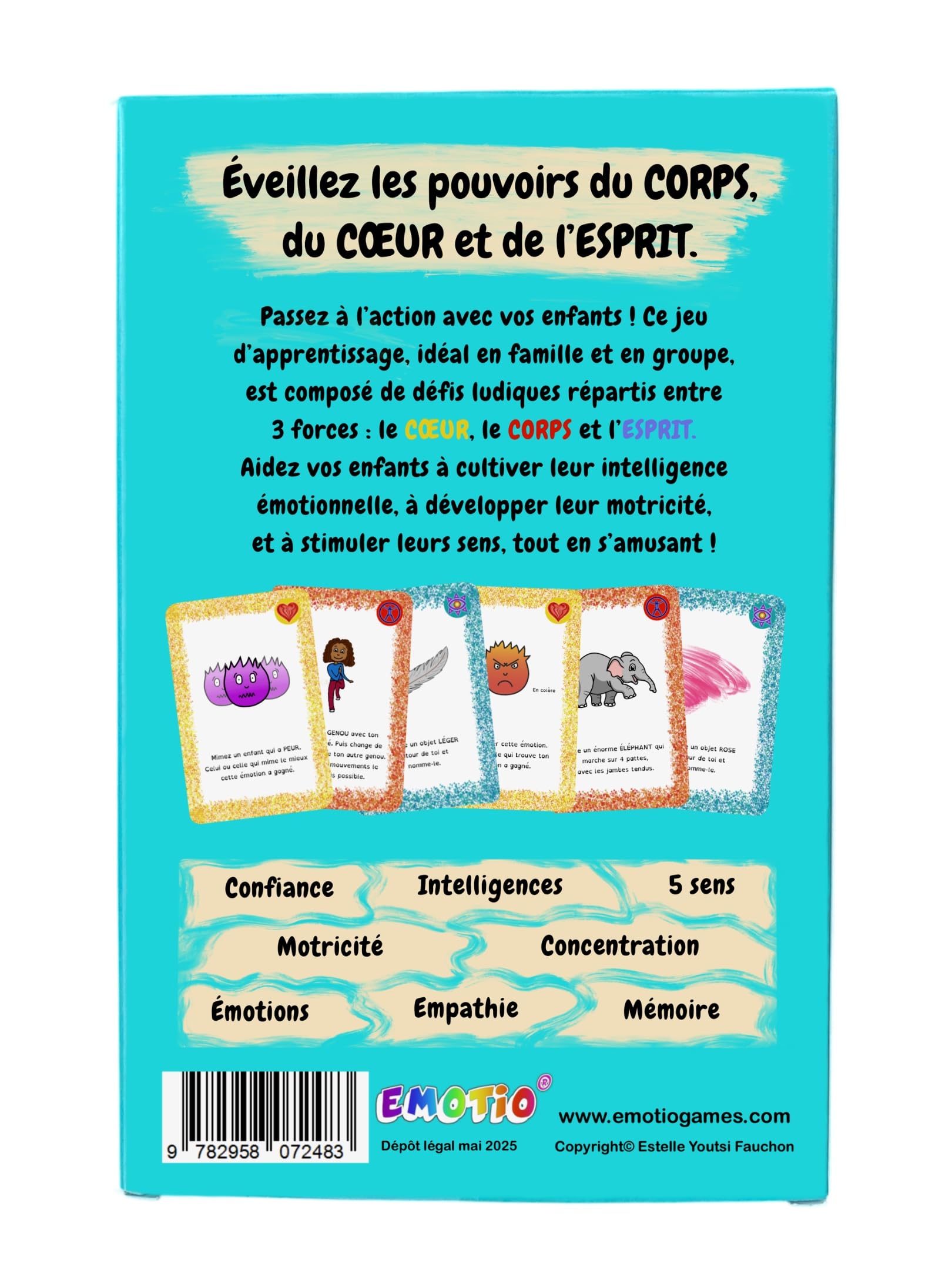 EVEIL Jeu de Cartes éducatif pour Le Coeur, Le Corps et l'esprit | Intelligence, Motricité, Emotions, Concentration, Mémoire | À partir de 3 Ans | Fabriqué en France