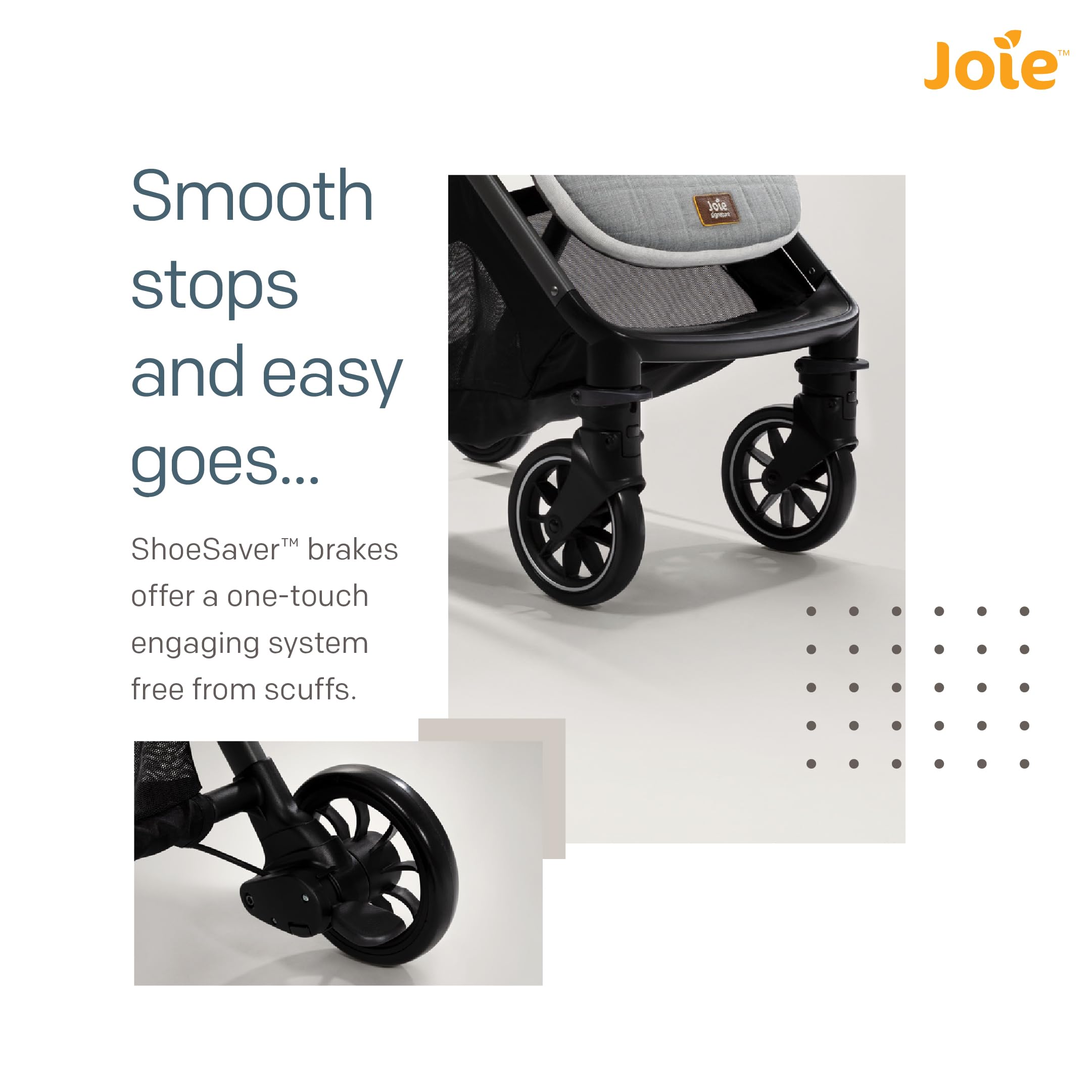 Joie - Parcel™ - Poussette Compacte - Siège Inclinable À Plat - Compatible Sièges Auto - Suspension Souple - Harnais 5 Points - Pliage Automatique - Coloris Oyster - Dès La Naissance (Oyster)