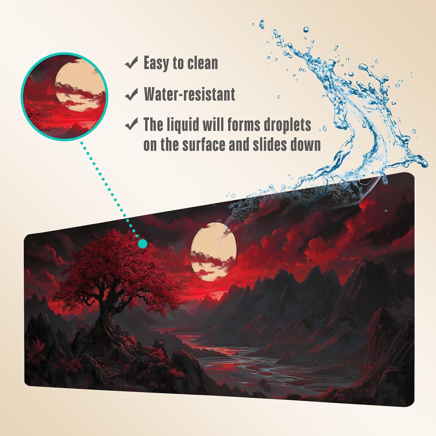 Extended Gaming Mouse Pad, Large Mouse Mat 3 mm Nature Rubber Base Mousepad with Stitched Edges, Non-Slip Desk Mat for Office Home Great Gift 31.5x11.8 Inch (Dark Canyon 1) - 7