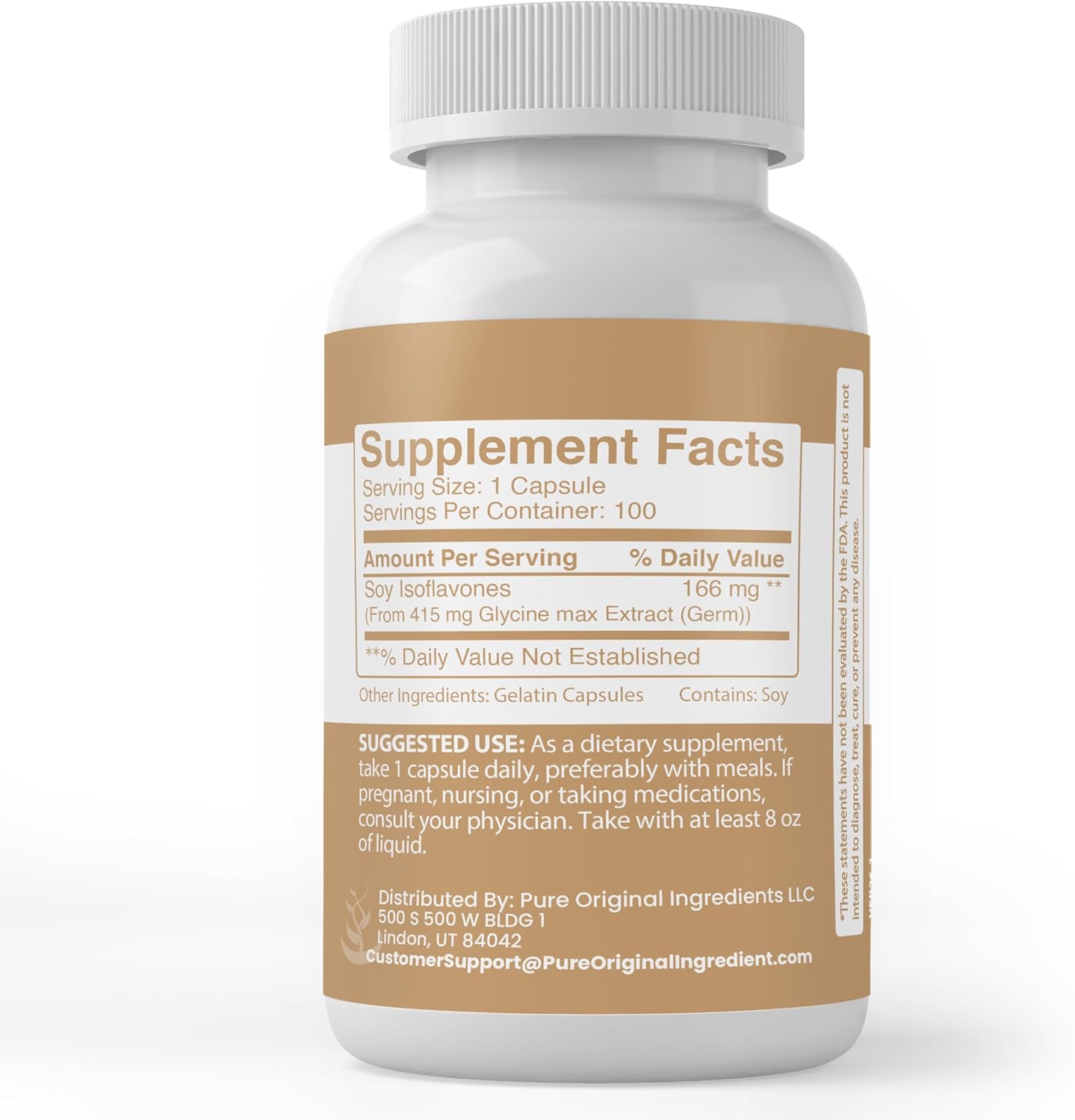 Pure Original Ingredients Soy Isoflavones, (100 Capsules) Always Pure, No Additives or Fillers, Lab Verified - Image 2