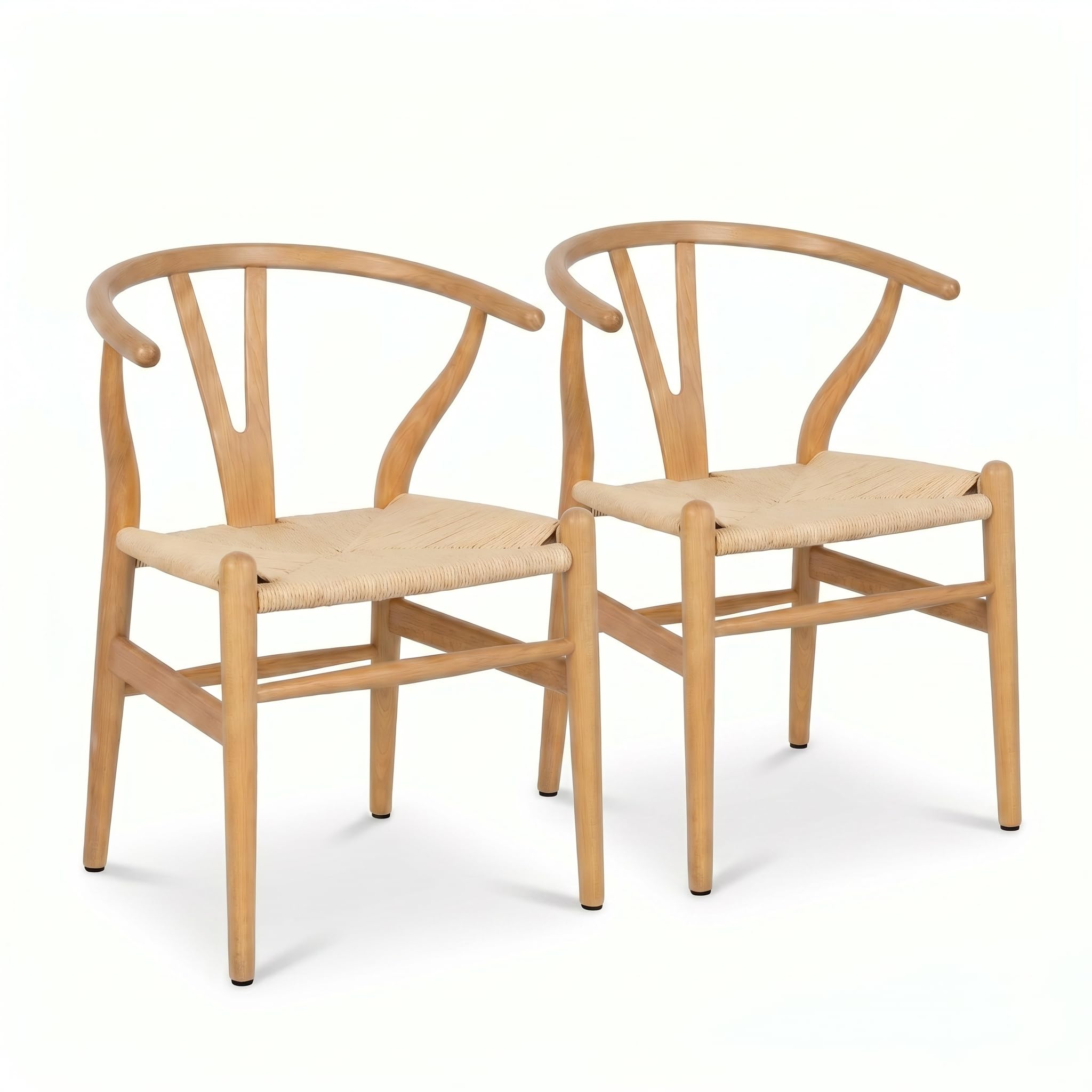 Tomile CH24 Wishbone Stühle Set of 2, Esszimmerstuhl aus Massivholz mit Armlehnen, Hans Wegner MCM Mid-Century Modern Stuhl für Esszimmer & Küche, Natur