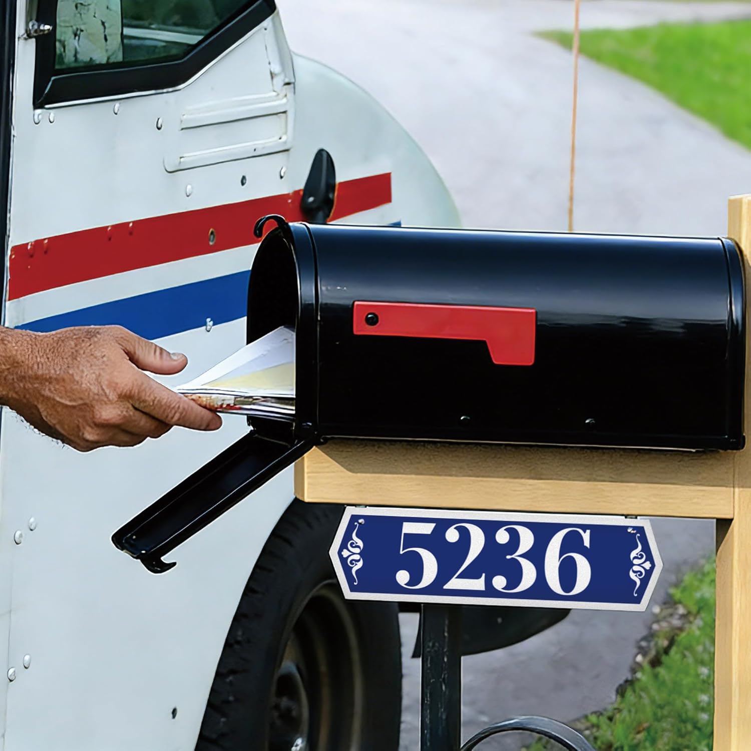 Hanging House Address Signs, Mailbox Post Signs, Custom House Numbers, Mailbox Numbers for Outside, Double Sided Address Plaque, Optional Reflective, Horizontal or Vertical (A02)