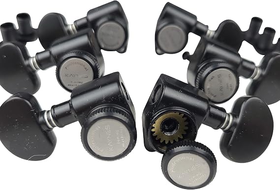 Kaynes 3x3 Guitar Lock String Tuning Pegs Black Locking Tuners Keys Machine Heads Tuners with Half-Circle Handle for Les Paul LP SG Style Electric or Acoustic Guitar (Black)