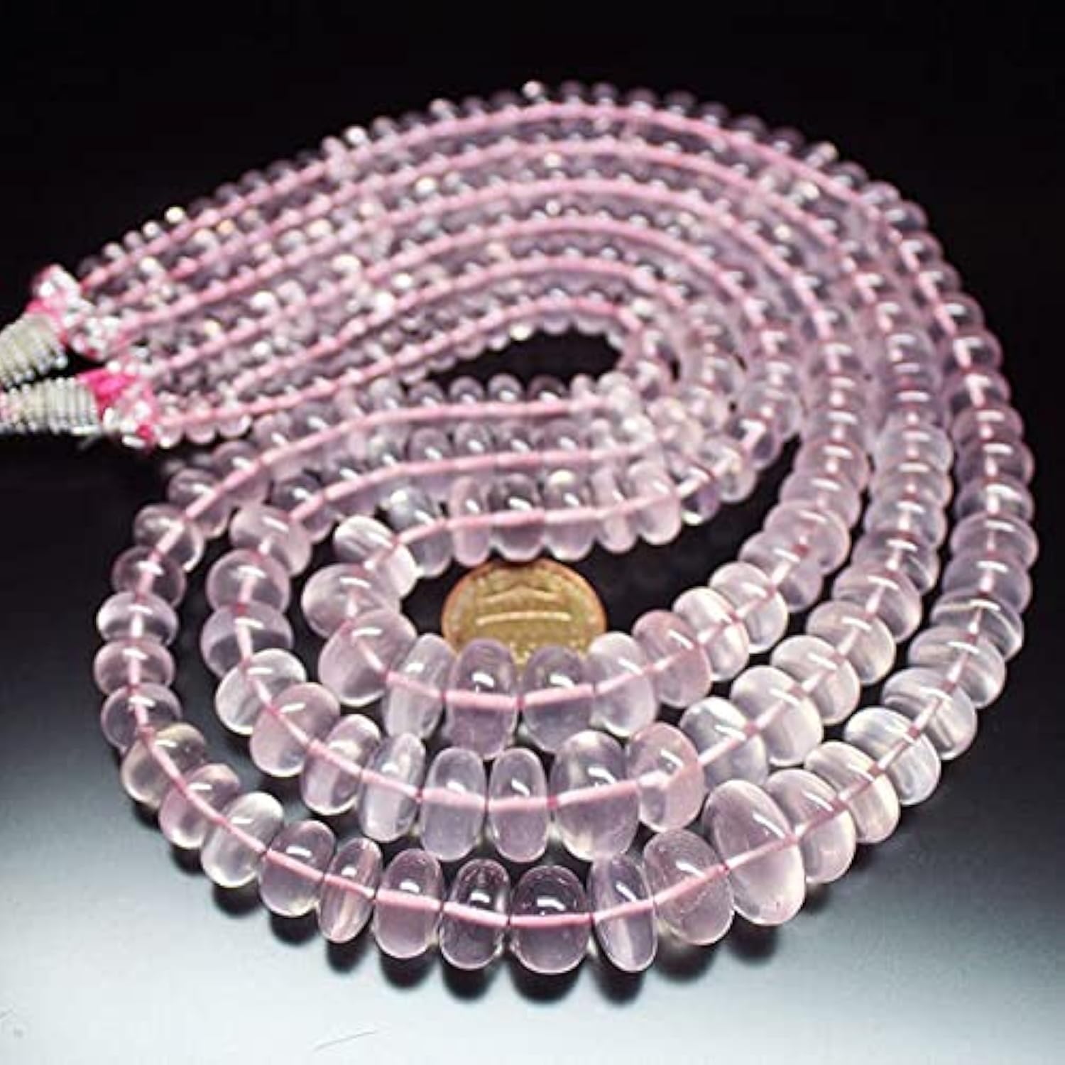 Pink Rose Quartz Smooth Rondelle loose beads 5mm 15mm pour loisirs créatifs et DIY