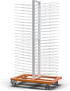 MOOFI Paint Drying Stand Movable Rack with 4 Casters for Cabinet & Full-Size Doors, Art Studio – Rolling, Space-Saving, Spacing and 30 lbs Capacity per Shelf, Heavy-Duty 110 lbs Rack (50 Shelves)