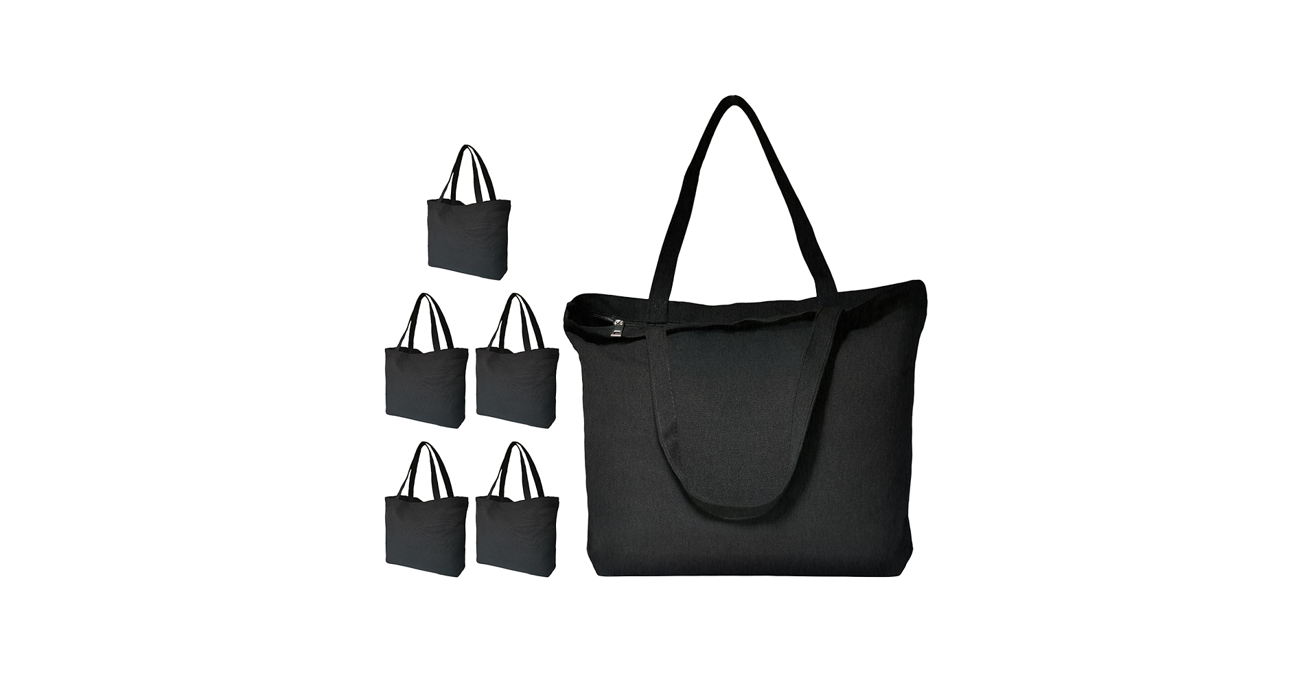 Amazon.com - Koolmox Black Canvas Tote Bag with Zipper, 6