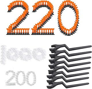 220 PCS Tile Leveling System Tool Kits, 2 mm Tile Spacer 1000 PCS Tile Spacers with 8 Wrench, 200pcs Replacement T-Pins Steel Tile Leveler Spacer for Building Bathroom Kitchen Living Room Wall Floor Decor