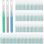 Patelai 100 Pieces Braces Brush for Cleaner Interdental Brush Toothpick Dental Tooth Flossing Head Oral Dental Hygiene Flosser Toothpick Cleaners Tooth Tool(Blue, Grey, Green,Various Sizes)