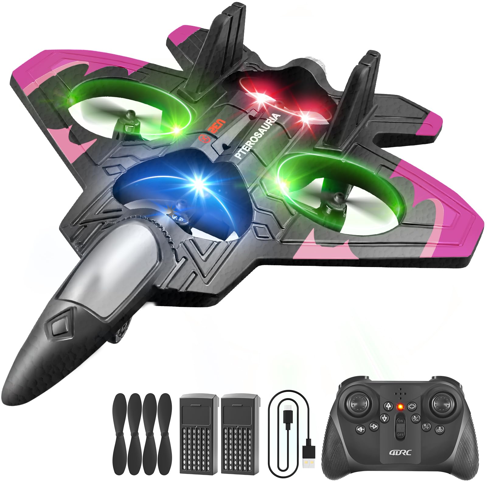 4DRC V32 Foam RC Planes Remote Control Airplanes for Girls Boys Adults 8-16, RC Drone Airplane Helicopter Fighter Jet with Light, Fighter Jet Toys, Airplane Toy Gifts for Kids Adults Beginners