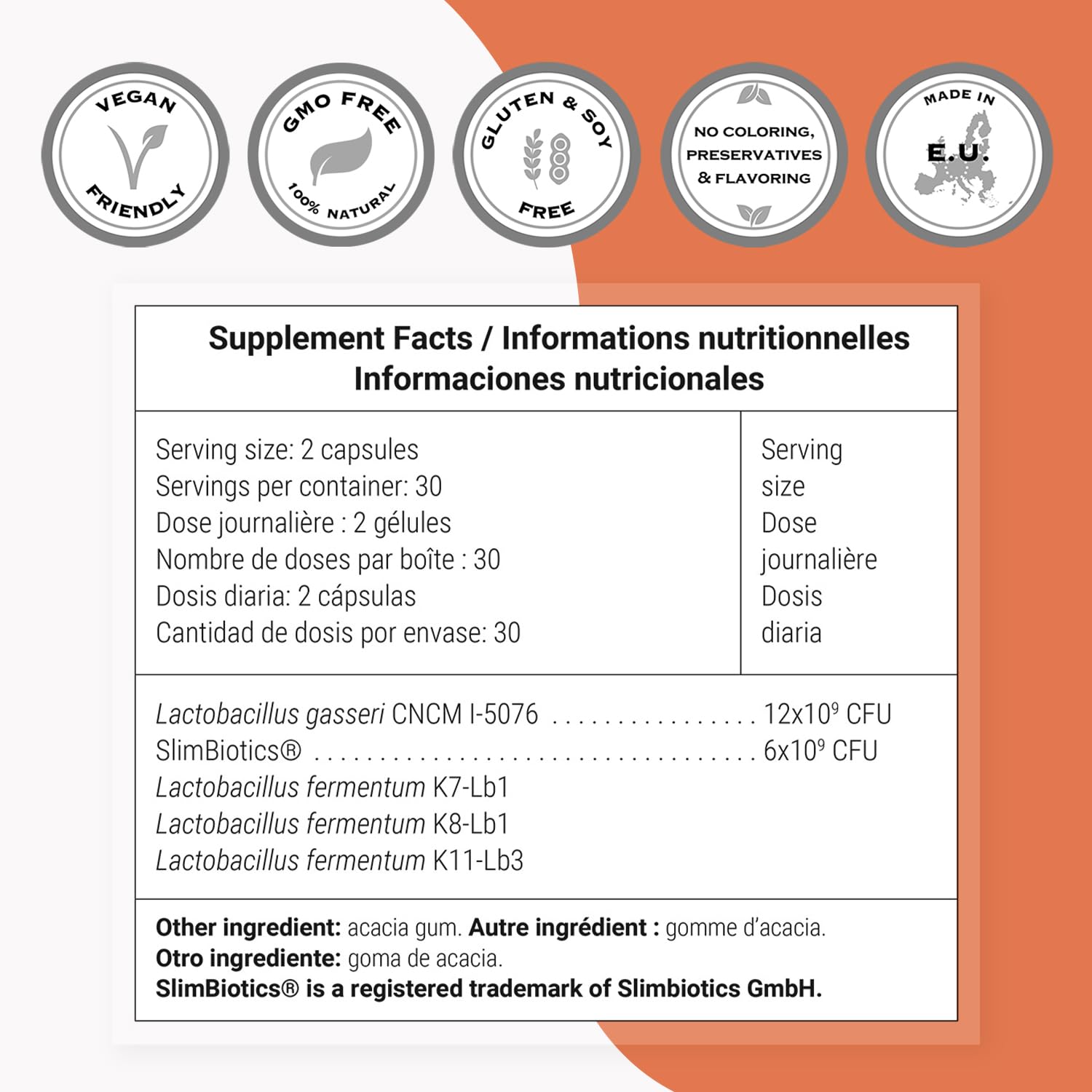 Supersmart L. Gasseri & SlimBiotics (Advanced Formula) - Probiotic Supplement with Lactobacillus Gasseri & SlimBiotics | Non-GMO & Gluten-Free - 60 Gastro-Resistant Capsules — Amazon image 3