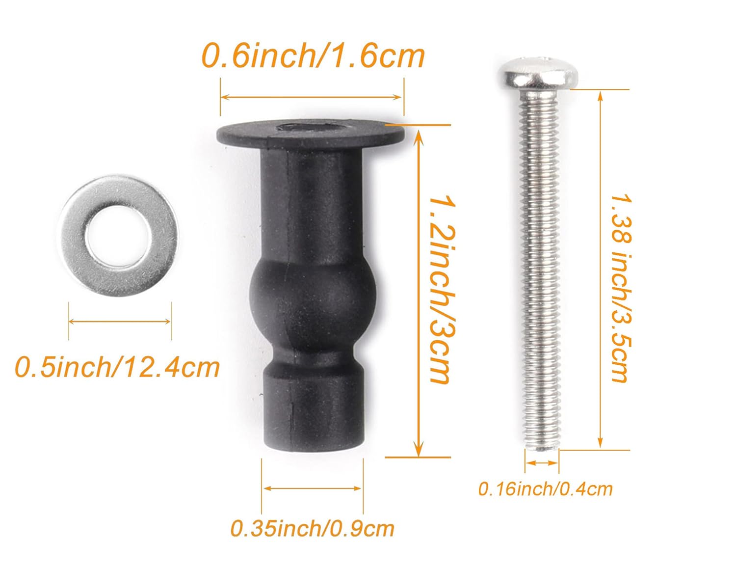 6Pcs Toilet Seat Stainless Steel Screws Expanding Rubber Nuts Replacement Toilet Seat Hinge Fixings Bolts Kit Compatible with Kohler Toilets for Extra Small Hole 10mm