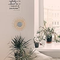 Vista 5 de ABOOFAN Espejo de ratán para colgar en la pared, marco de espejo de maquillaje, decoración artística de madera para sala de estar, dormitorio