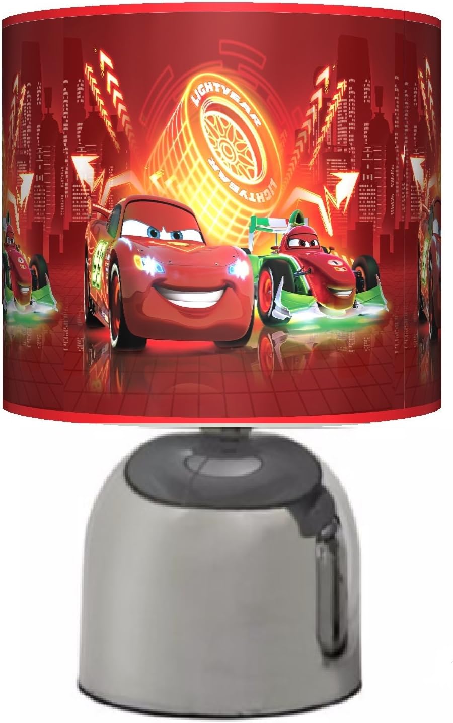 Cars NEON - Bedside Touch LAMP - Boys Bedroom Light/LAMP Shade - RED - Mains Operated (UK Plug)