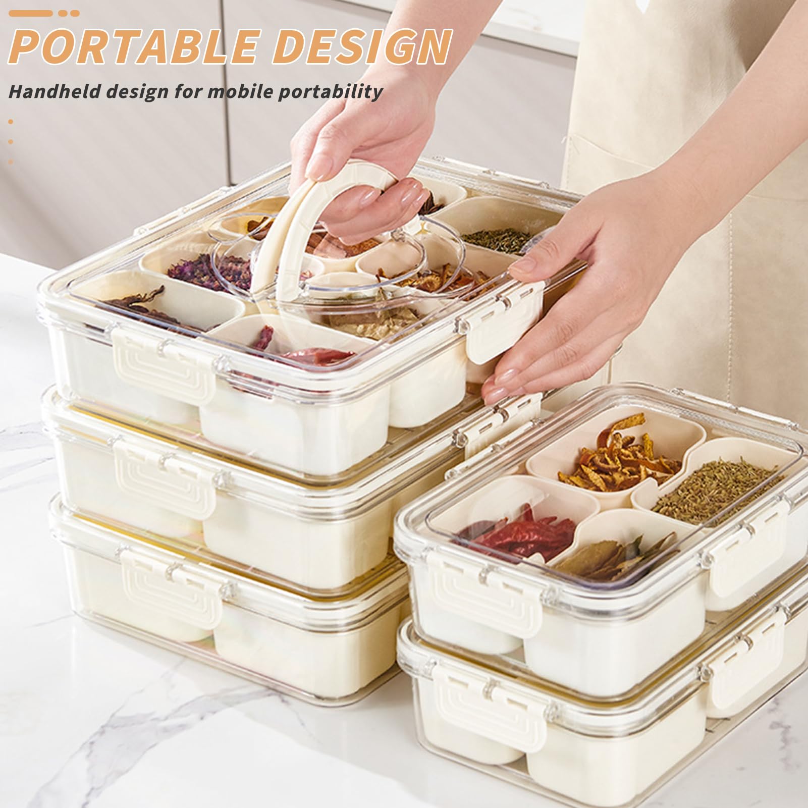 Amazon｜蓋とハンドル付き スパイス収納ボックス スパイスボトル 調味