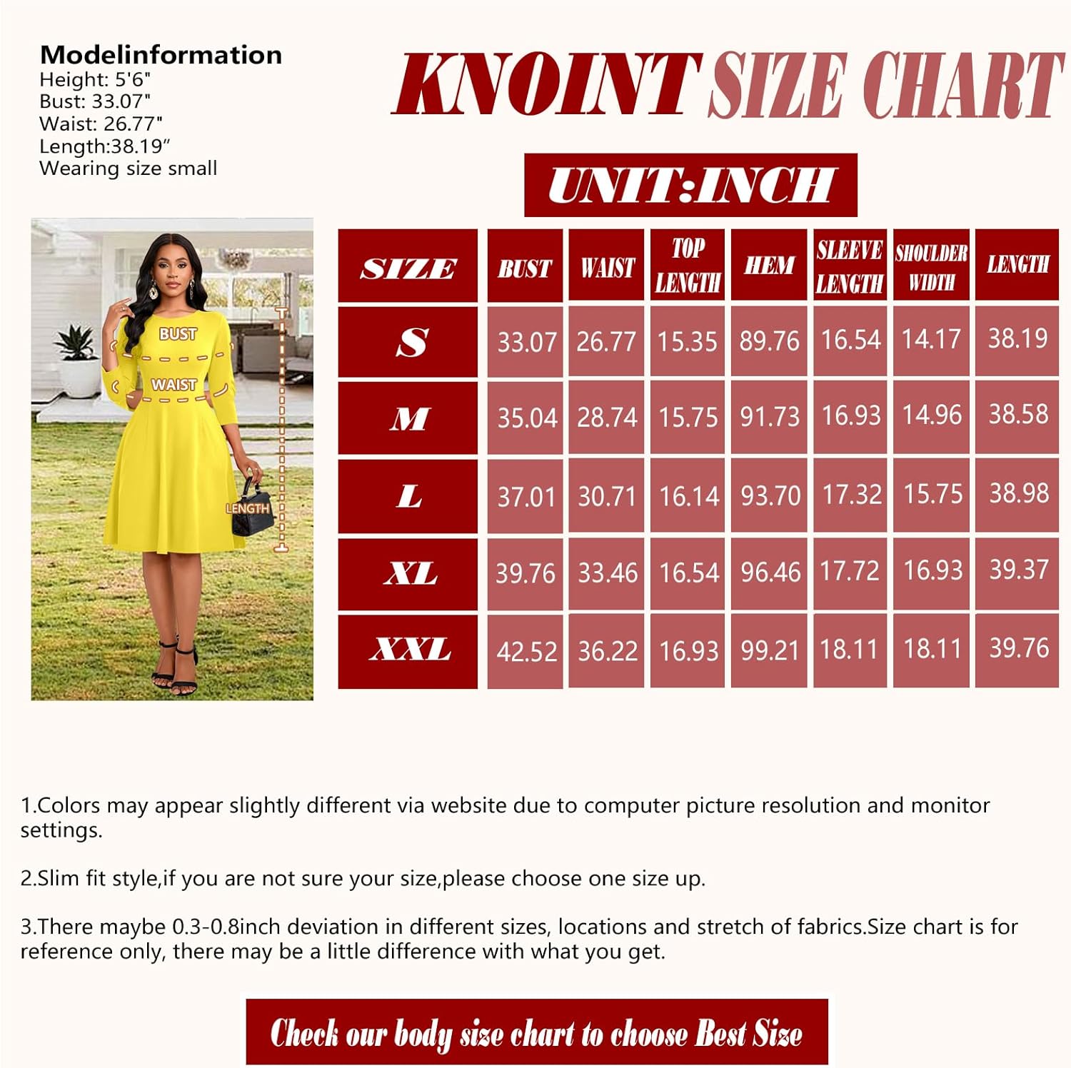 Women's Casual Long Sleeve Midi Dress Elegant A Line Empire Waist Crew Neck Flowy Swing Dress - Image 4