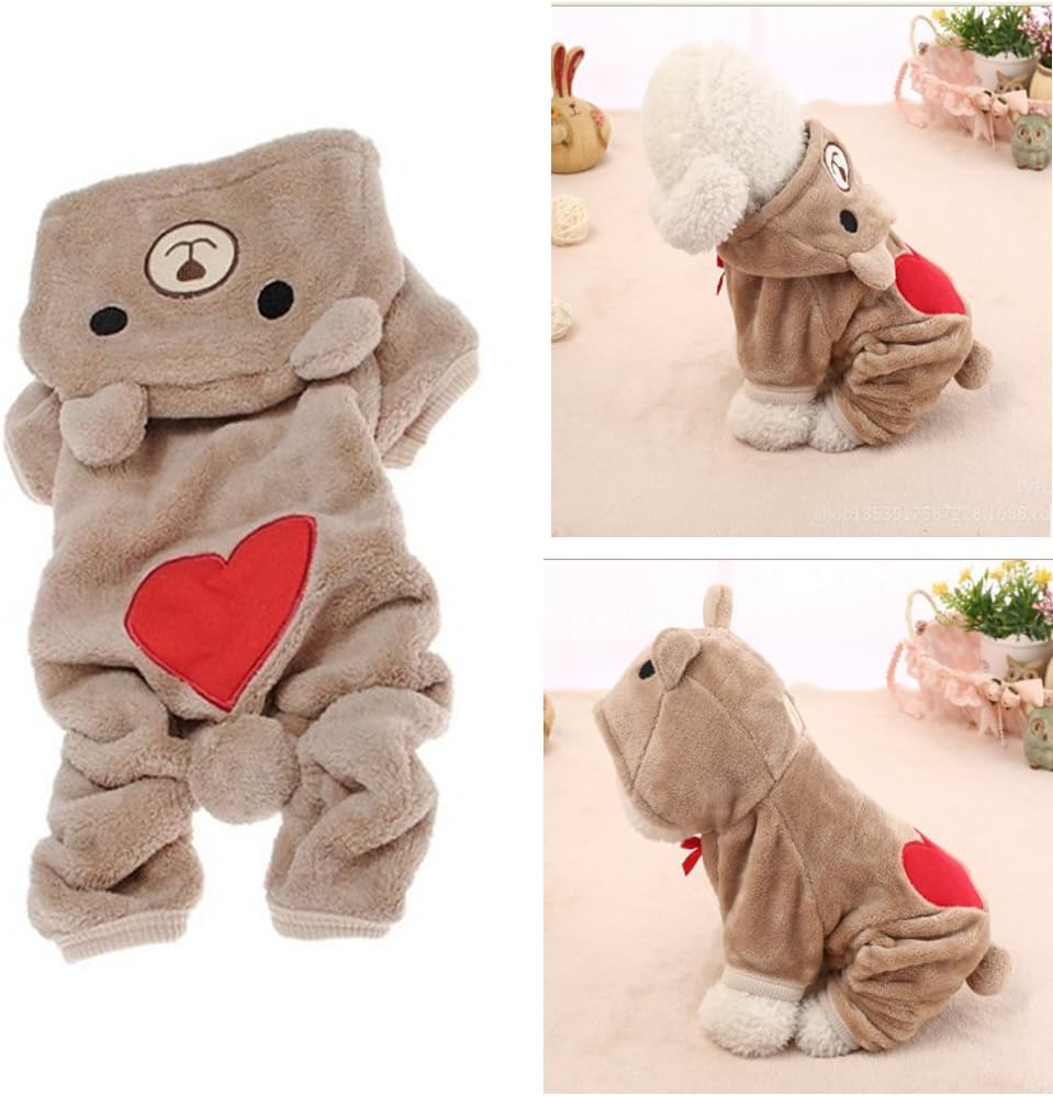 SBParts Cold Weather Pet Clothes for Dog Cat Puppy Hoodies Coat Winter Sweatshirt Warm Sweater, (Large, Light Coffee)