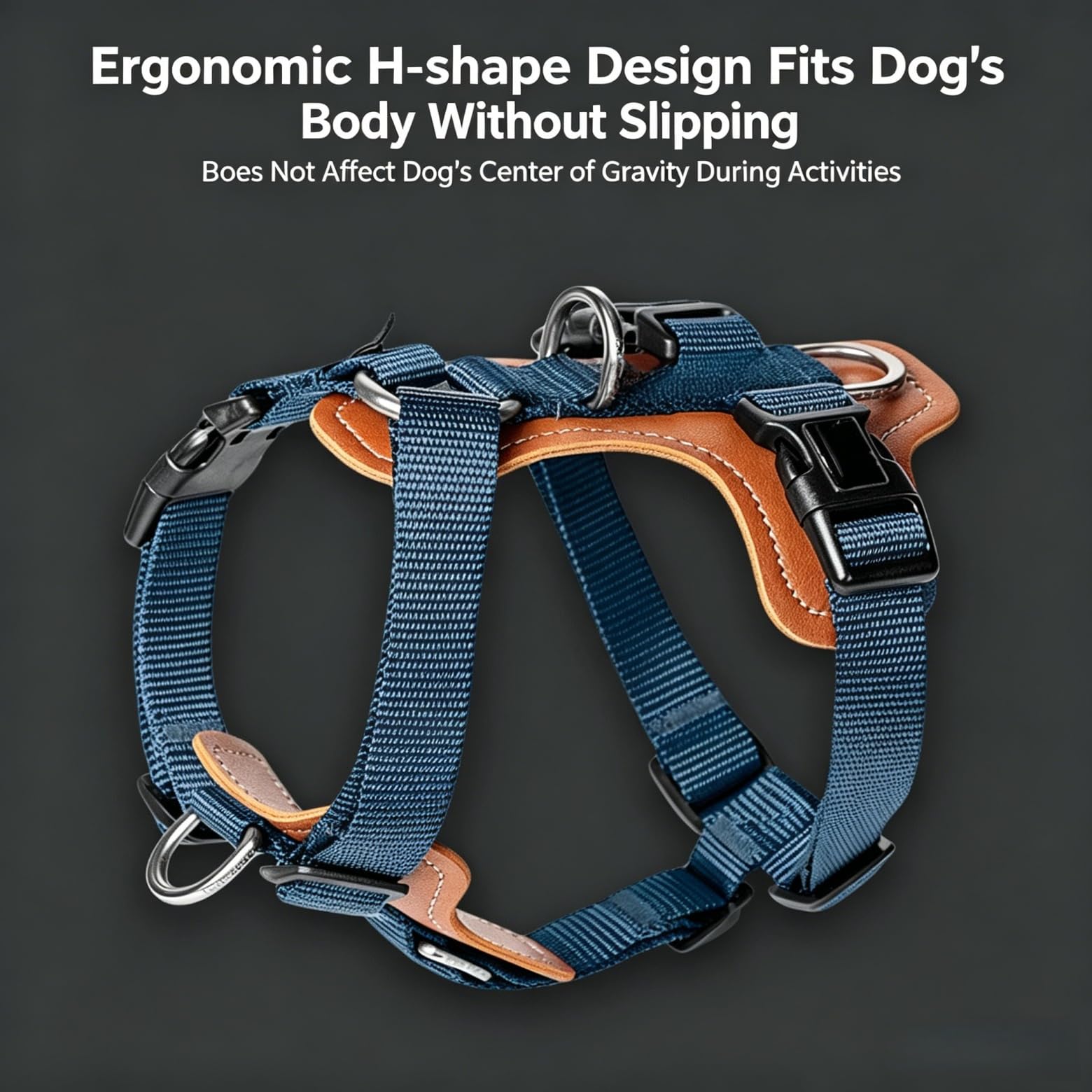 Arnés ajustable para perros en forma de H – Chaleco antitracción con 2 anillos de lino, acolchado transpirable, resistente al desgaste para entrenamiento y paseos, rojo, L